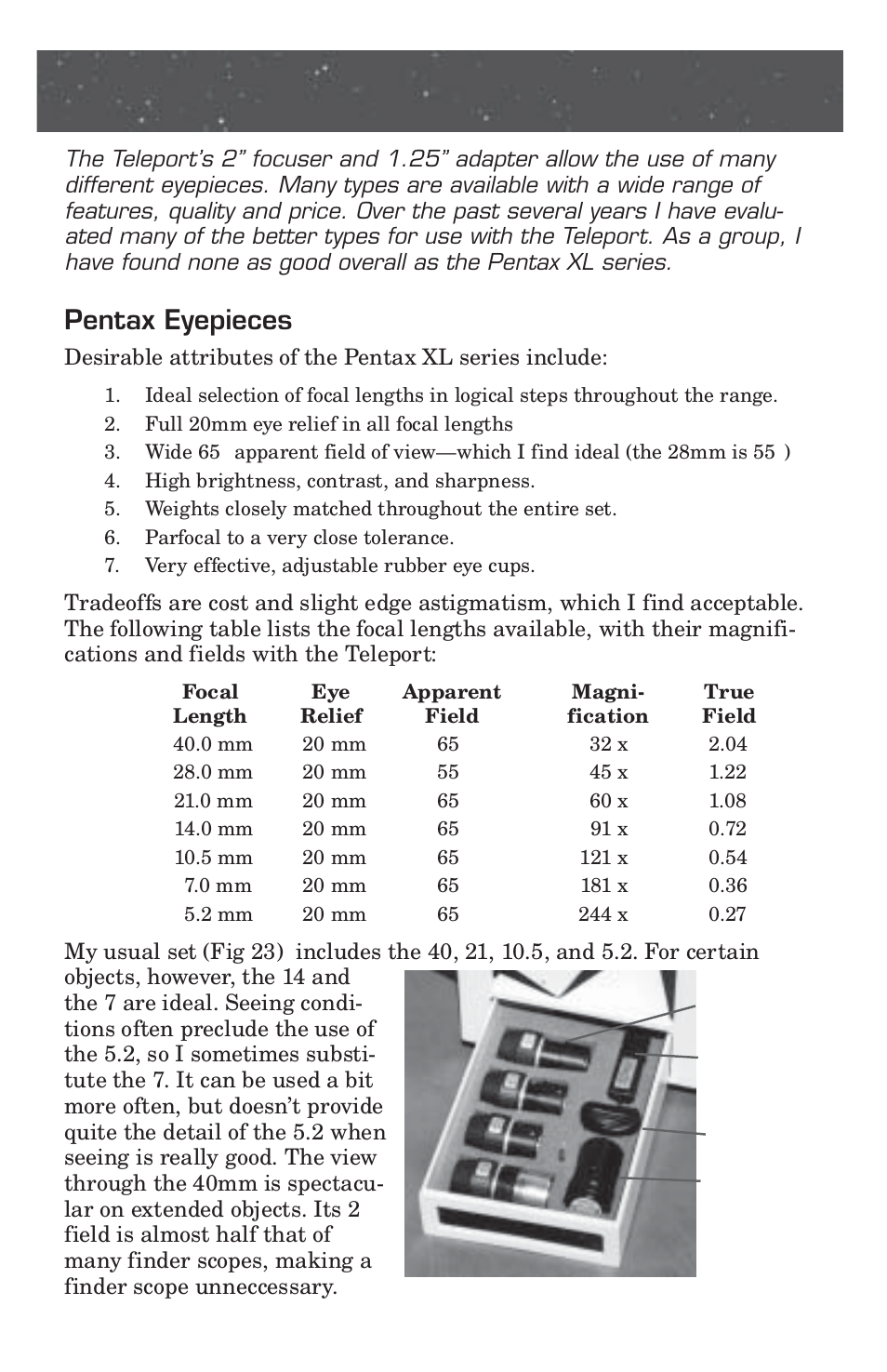 Eyepieces, Pentax eyepieces | Pentax 10 User Manual | Page 14 / 24