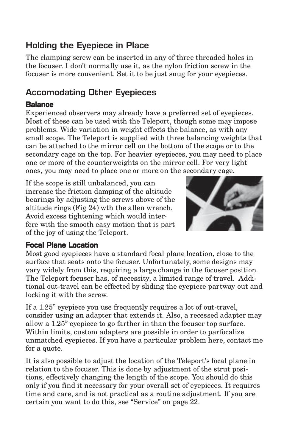 Holding the eyepiece in place, Accomodating other eyepieces | Pentax 10 User Manual | Page 15 / 24