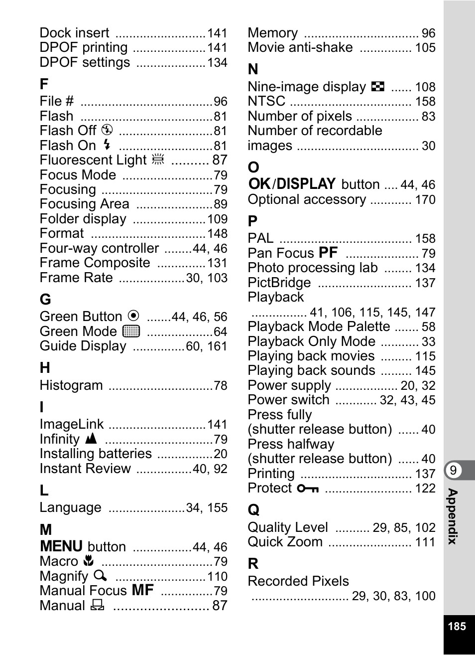 Pentax Optio M20 User Manual | Page 187 / 192