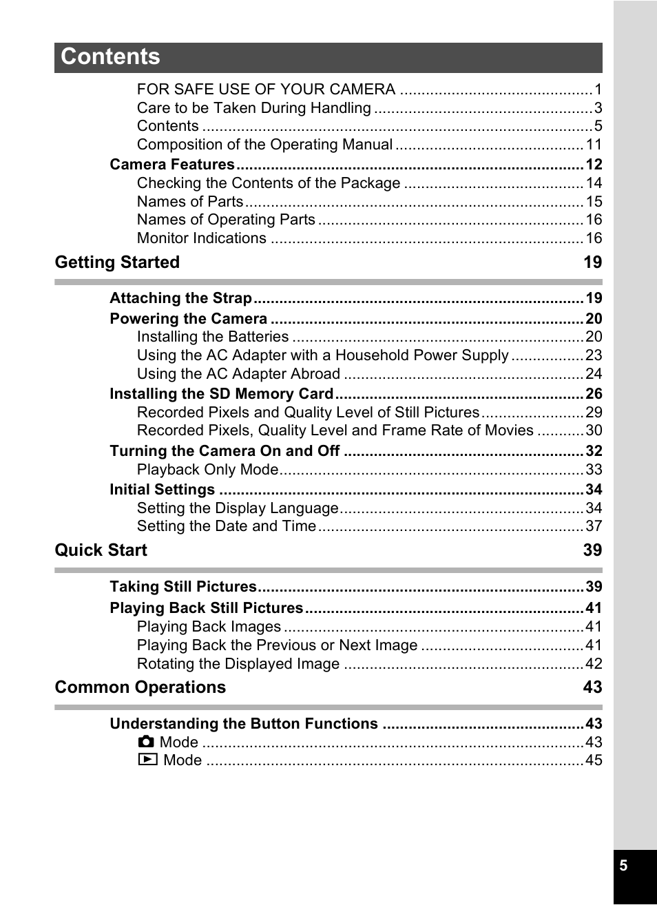 Pentax Optio M20 User Manual | Page 7 / 192