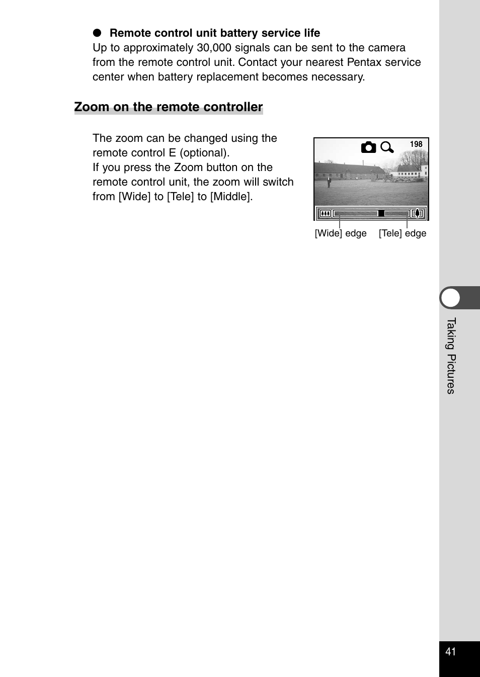 Zoom on the remote controller | Pentax Optio 430RS User Manual | Page 43 / 138