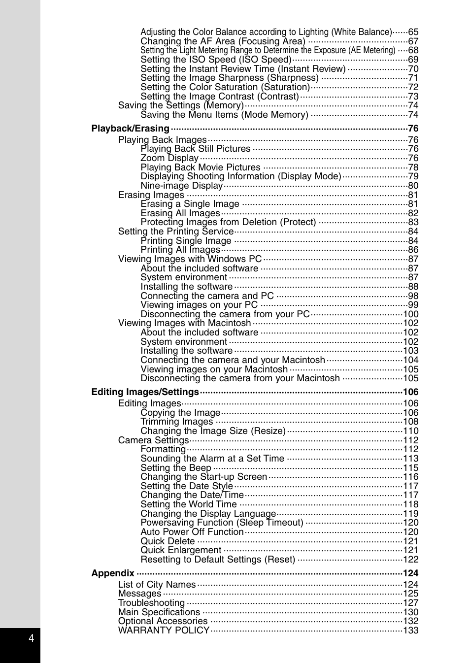 Pentax Optio 430RS User Manual | Page 6 / 138