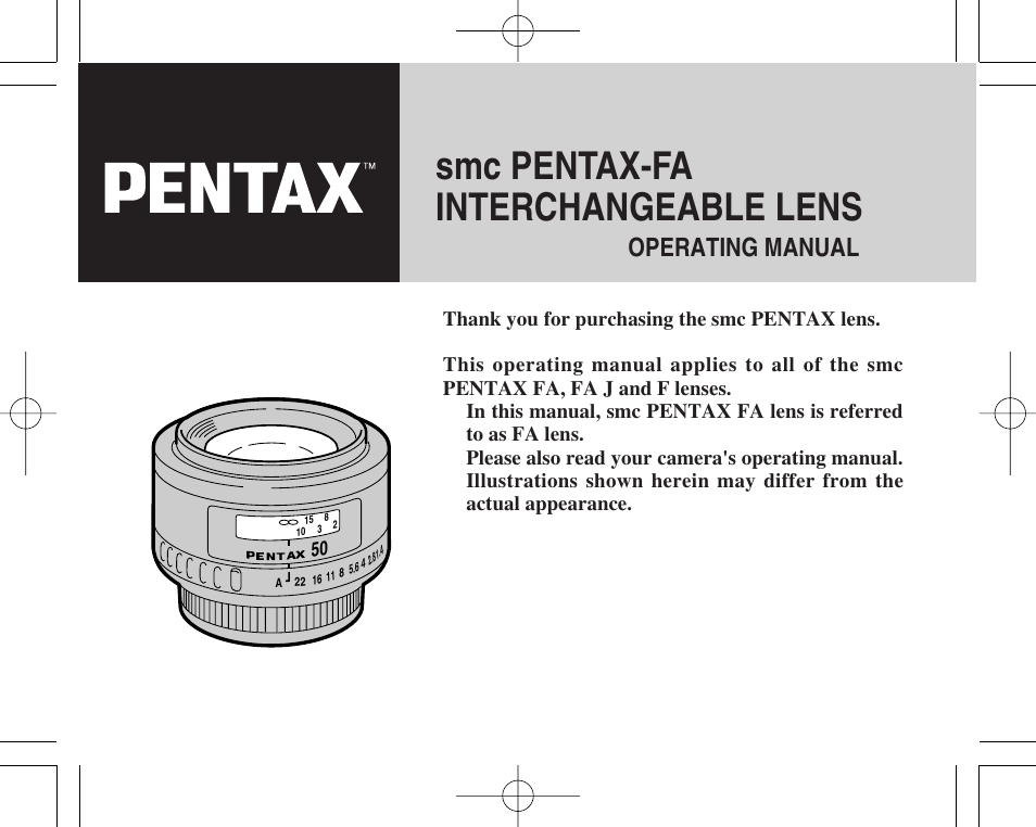 Pentax INTERCHANGEABLE LENS User Manual | 44 pages
