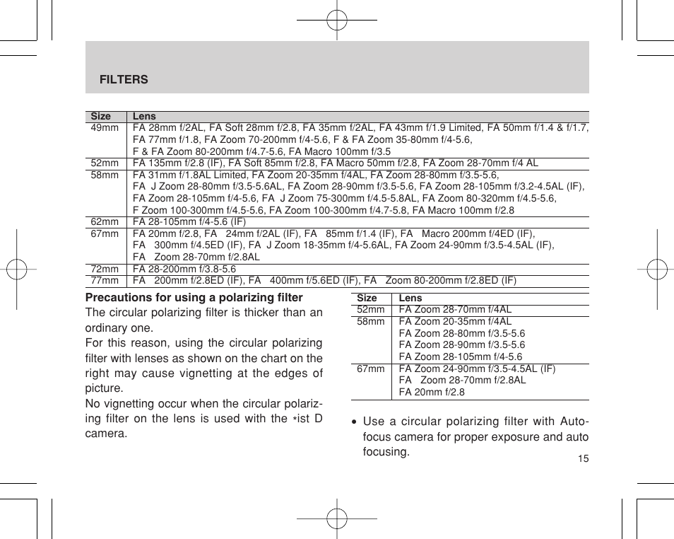 Pentax INTERCHANGEABLE LENS User Manual | Page 17 / 44