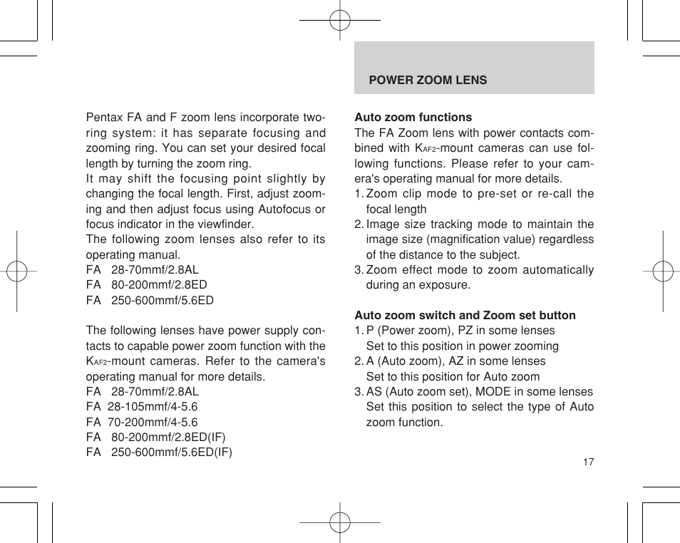 Pentax INTERCHANGEABLE LENS User Manual | Page 19 / 44