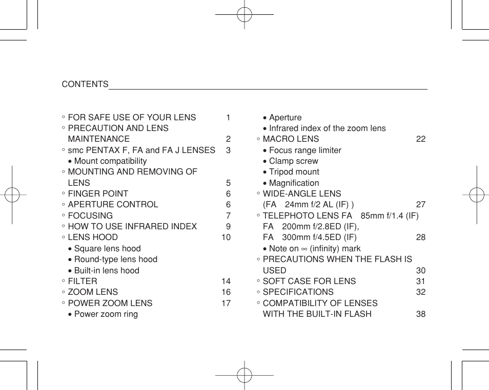 Pentax INTERCHANGEABLE LENS User Manual | Page 2 / 44
