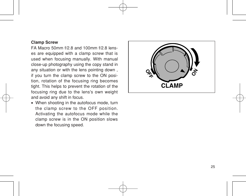 Clamp | Pentax INTERCHANGEABLE LENS User Manual | Page 27 / 44