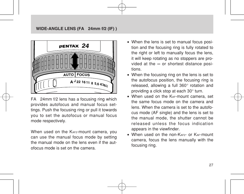 Pentax INTERCHANGEABLE LENS User Manual | Page 29 / 44