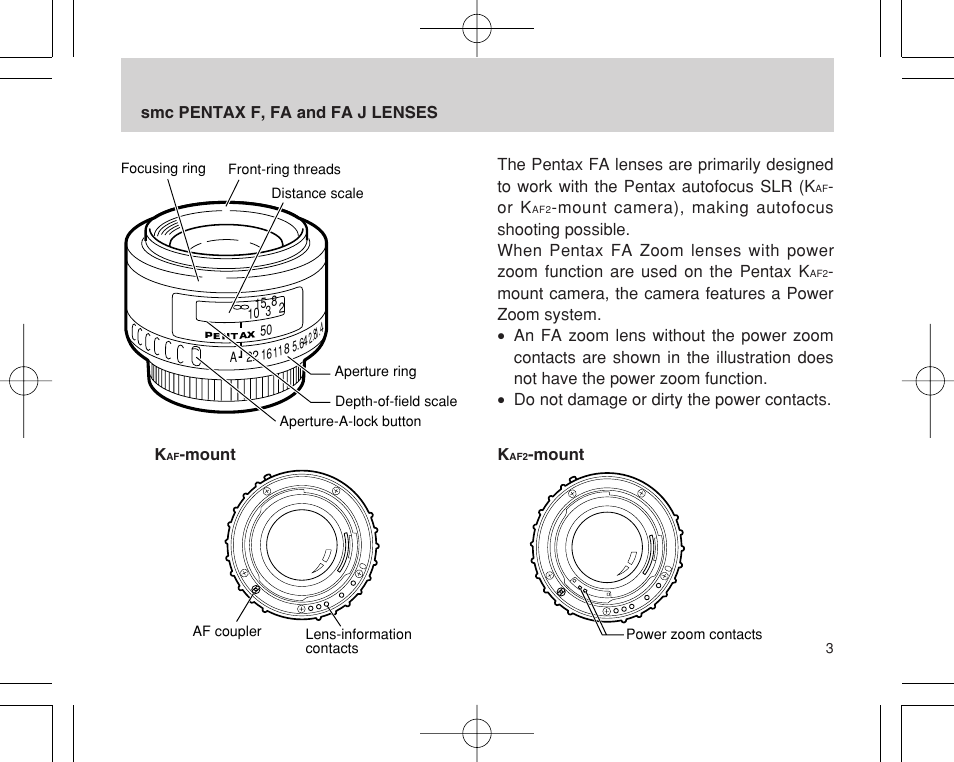 Pentax INTERCHANGEABLE LENS User Manual | Page 5 / 44