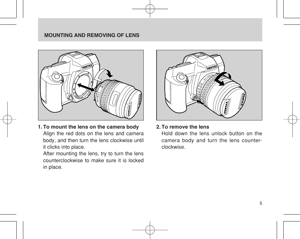 Pentax INTERCHANGEABLE LENS User Manual | Page 7 / 44