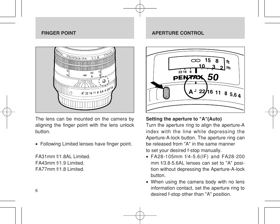 Pentax INTERCHANGEABLE LENS User Manual | Page 8 / 44