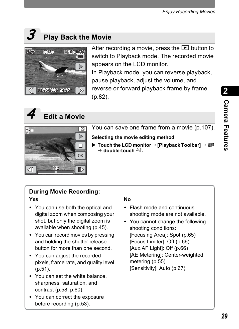 Play back the movie, Edit a movie | Pentax Optio T10 User Manual | Page 31 / 163