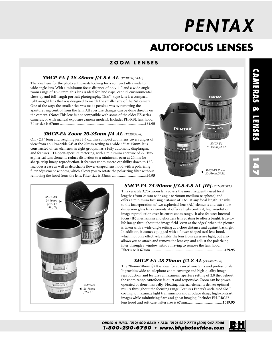 P e n ta x, Autofocus lenses, Cameras & lenses 147 | Pentax CAMERAS & LENSES ZX-M User Manual | Page 10 / 56
