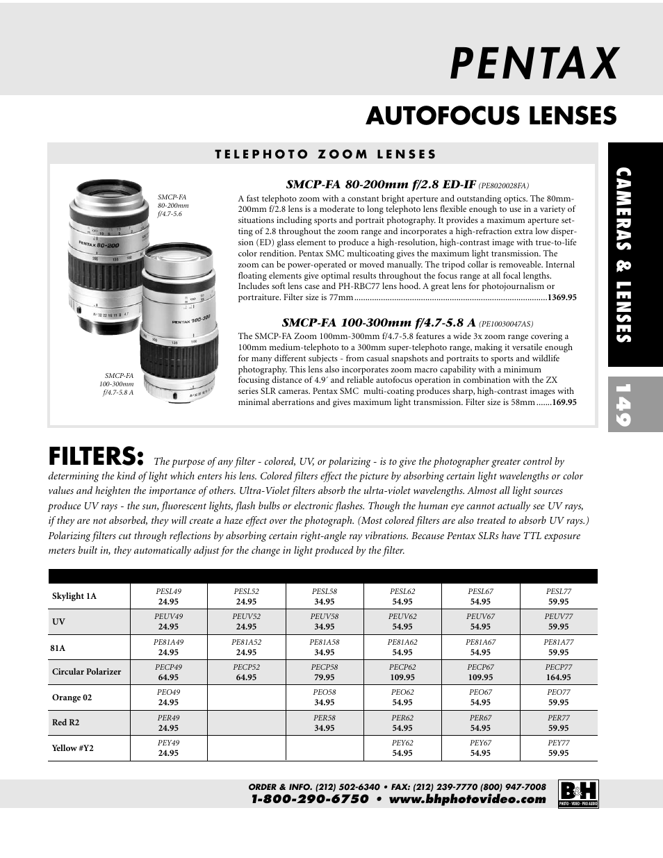 P e n ta x, Autofocus lenses, Filters | Cameras & lenses 149 | Pentax CAMERAS & LENSES ZX-M User Manual | Page 12 / 56