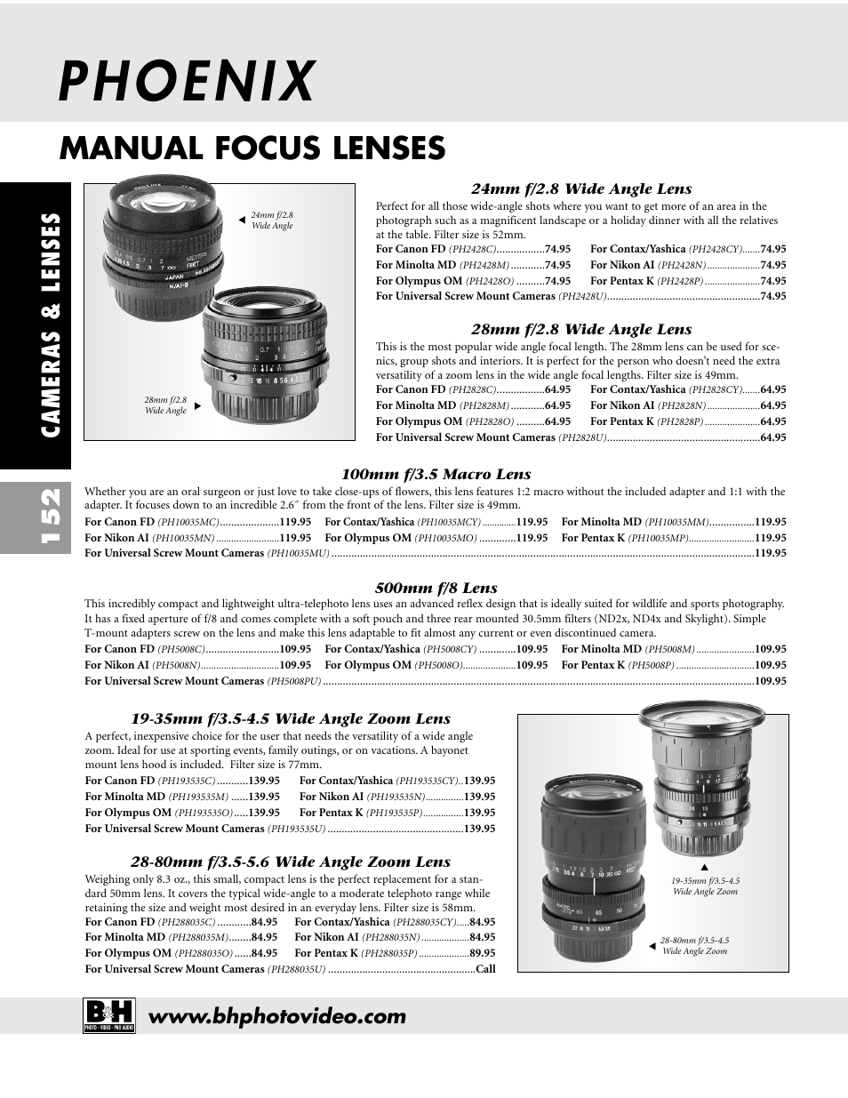 Manual focus lenses, Cameras & lenses 152 | Pentax CAMERAS & LENSES ZX-M User Manual | Page 15 / 56