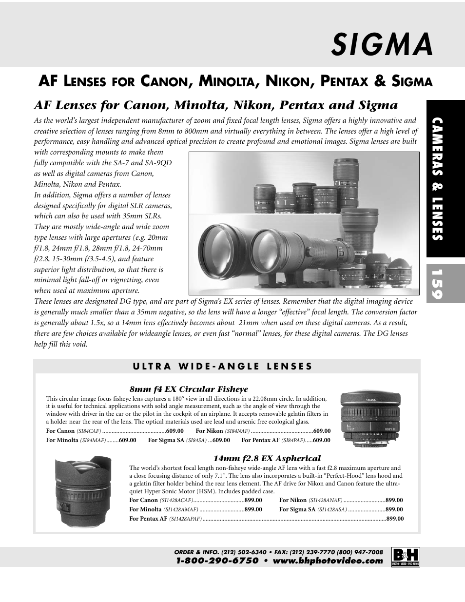 Af l, Cameras & lenses 159, Enses for | Anon, Inolta, Ikon, Entax, Igma | Pentax CAMERAS & LENSES ZX-M User Manual | Page 22 / 56