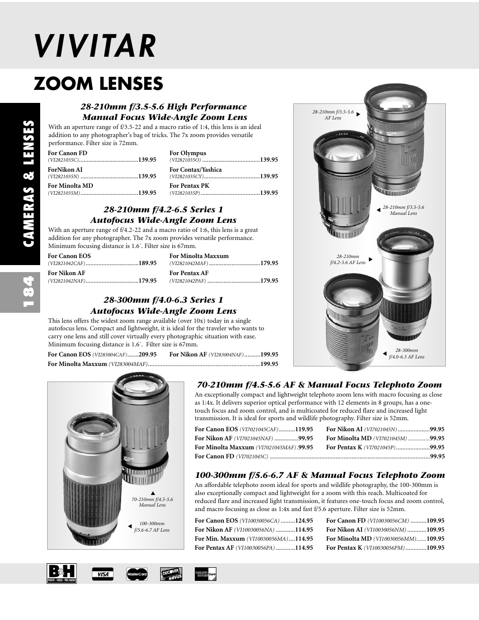 Zoom lenses, Cameras & lenses 184 | Pentax CAMERAS & LENSES ZX-M User Manual | Page 47 / 56