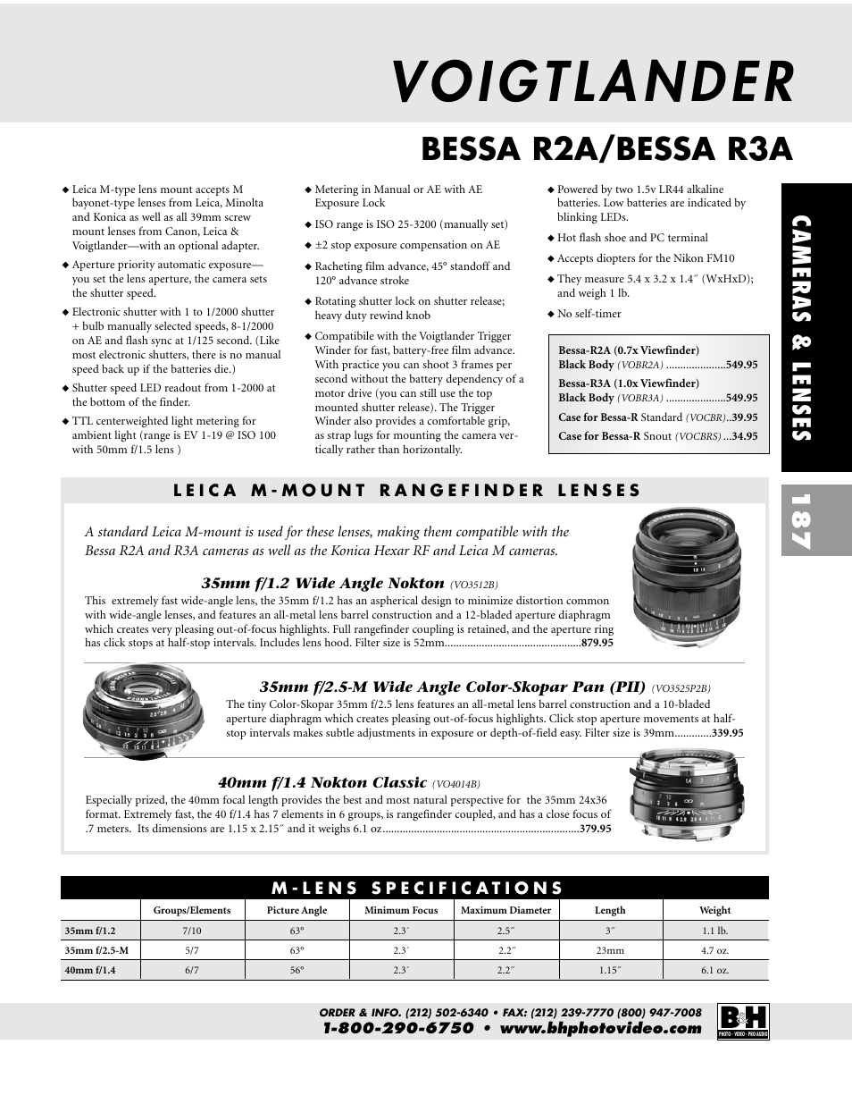 Bessa r2a/bessa r3a, Cameras & lenses 187 | Pentax CAMERAS & LENSES ZX-M User Manual | Page 50 / 56