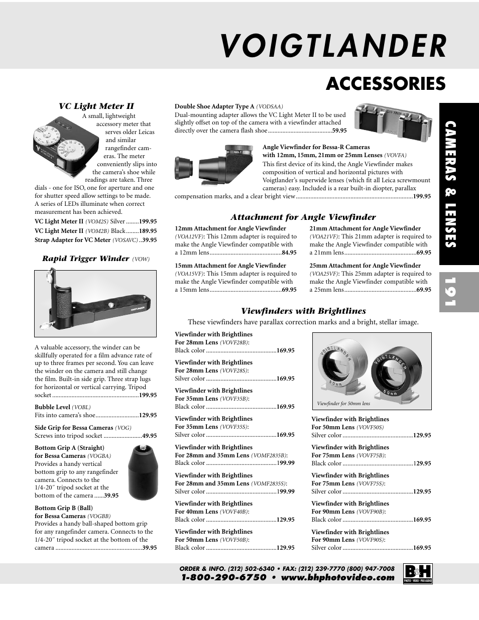 Accessories, Cameras & lenses 191 | Pentax CAMERAS & LENSES ZX-M User Manual | Page 54 / 56