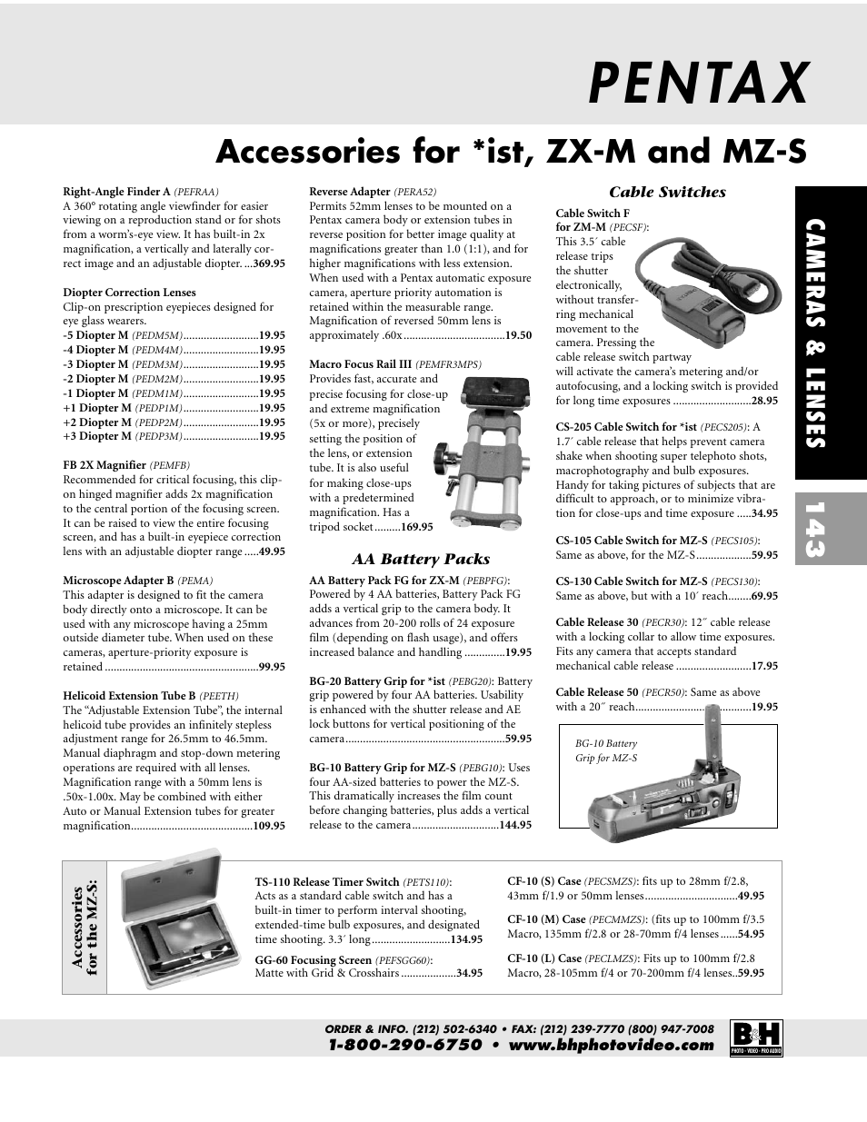 P e n ta x, Accessories for *ist, zx-m and mz-s, Cameras & lenses 143 | Pentax CAMERAS & LENSES ZX-M User Manual | Page 6 / 56