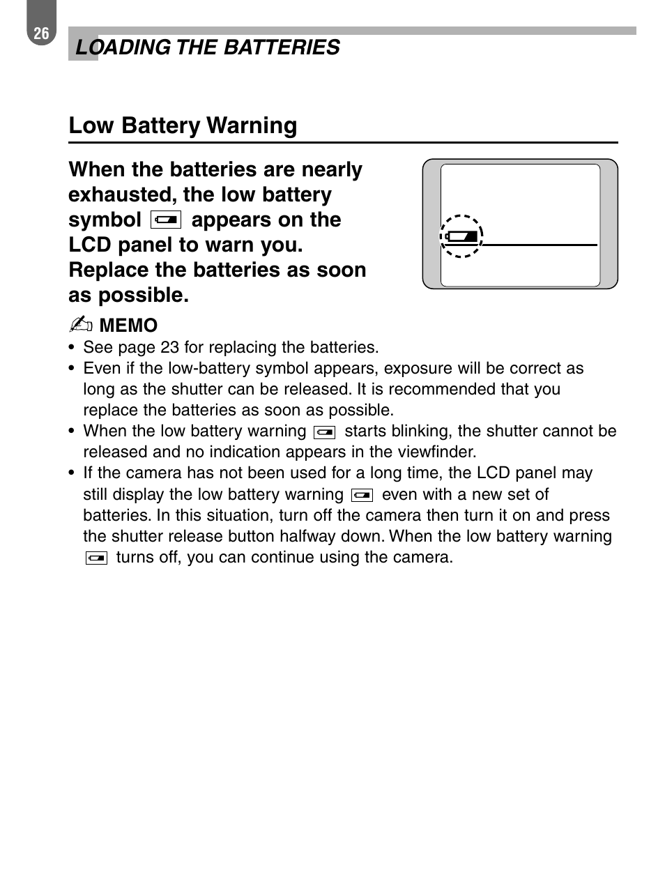 Low battery warning | Pentax ist User Manual | Page 28 / 156