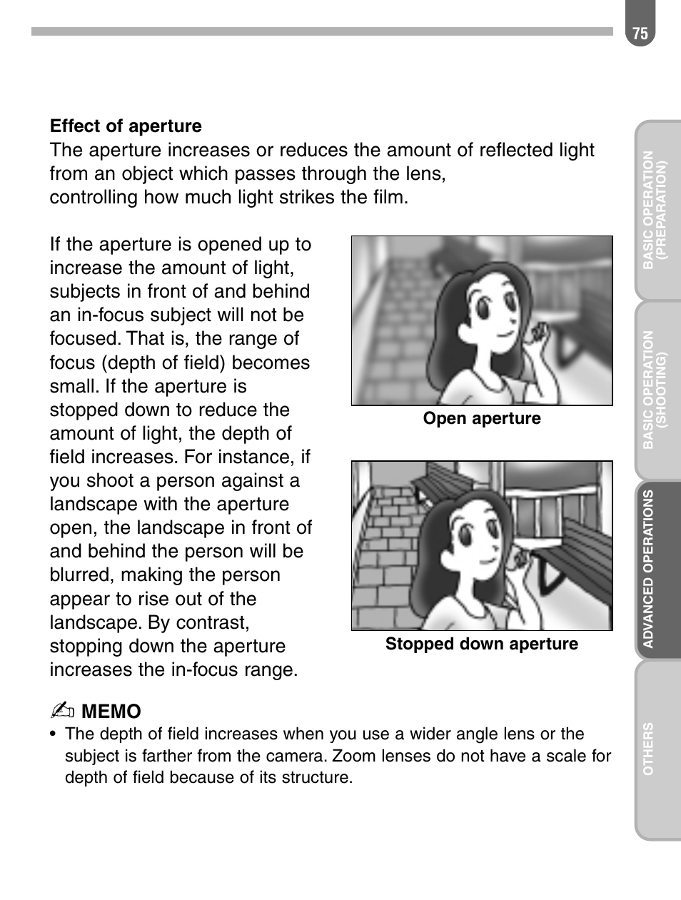 Effect of aperture | Pentax ist User Manual | Page 77 / 156