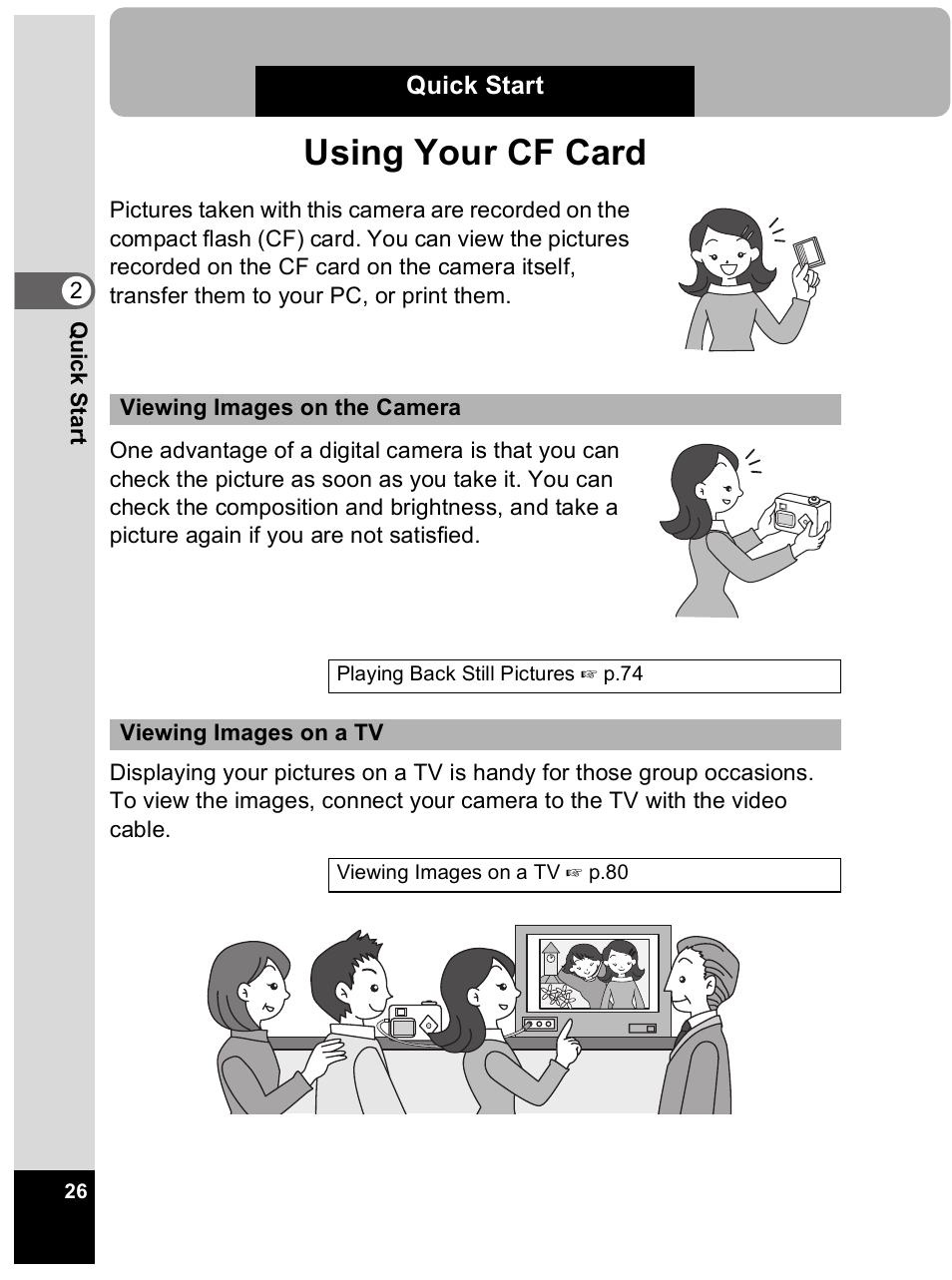 Using your cf card | Pentax Optio 33L User Manual | Page 26 / 104