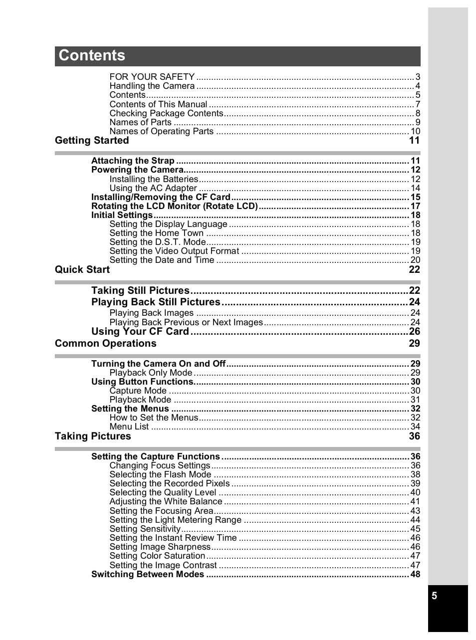 Pentax Optio 33L User Manual | Page 5 / 104