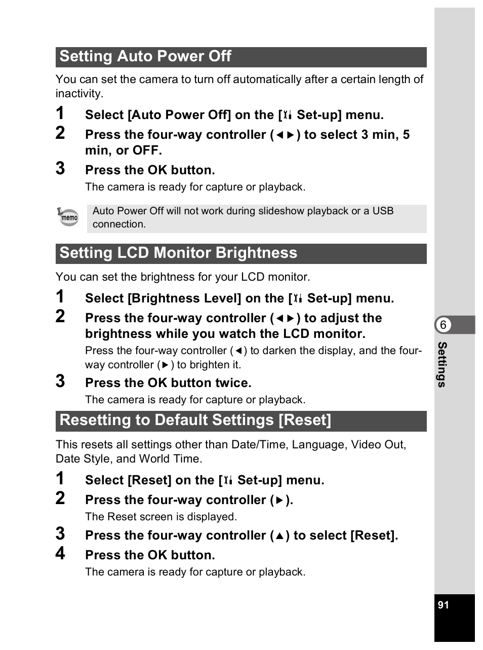 Setting auto power off | Pentax Optio 33L User Manual | Page 91 / 104