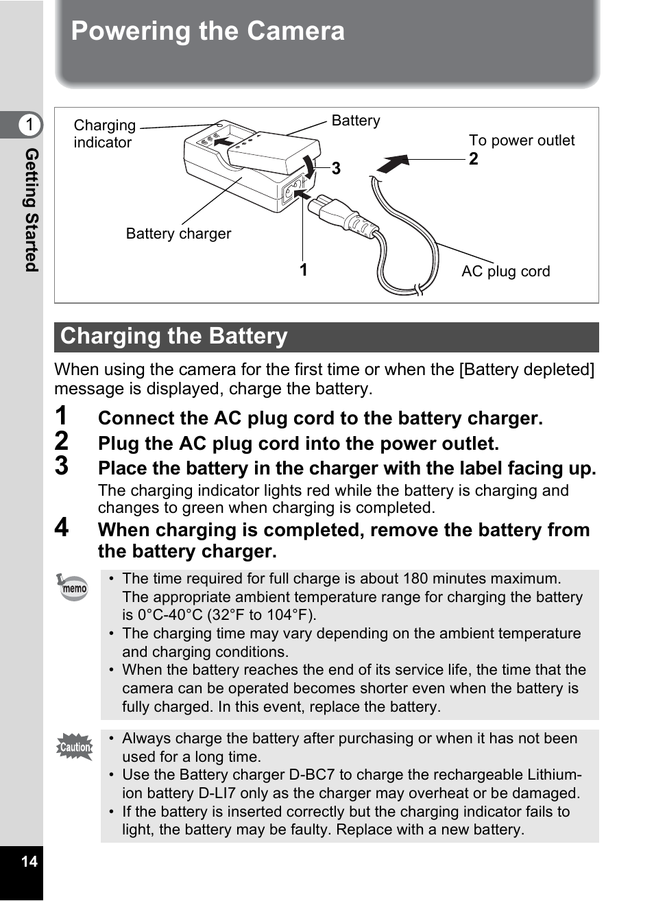 Powering the camera, Charging the battery | Pentax MX4 User Manual | Page 16 / 148