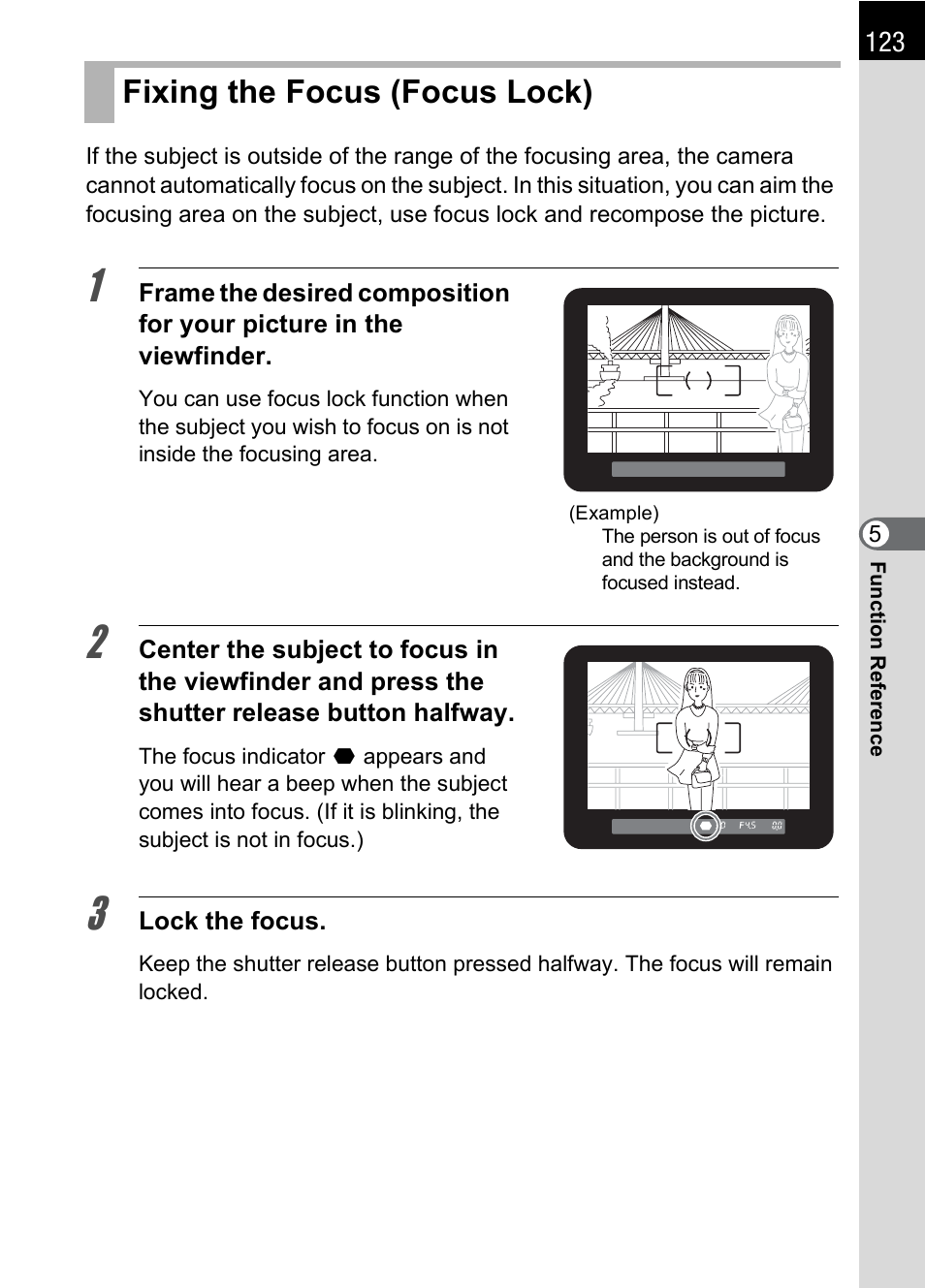 Fixing the focus (focus lock) | Pentax L User Manual | Page 125 / 208