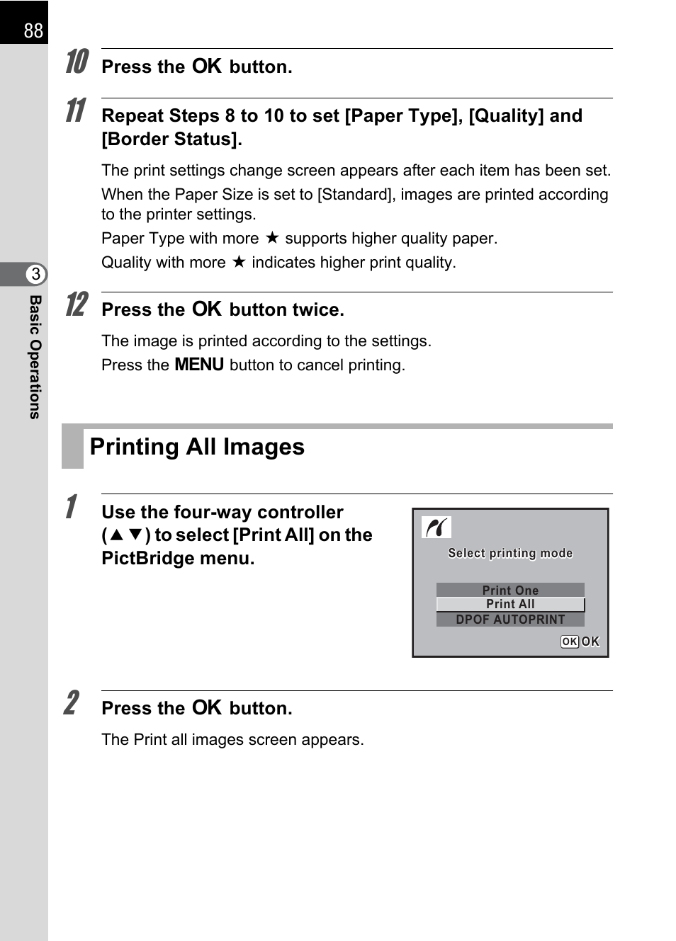 Printing all images, P.88 | Pentax L User Manual | Page 90 / 208