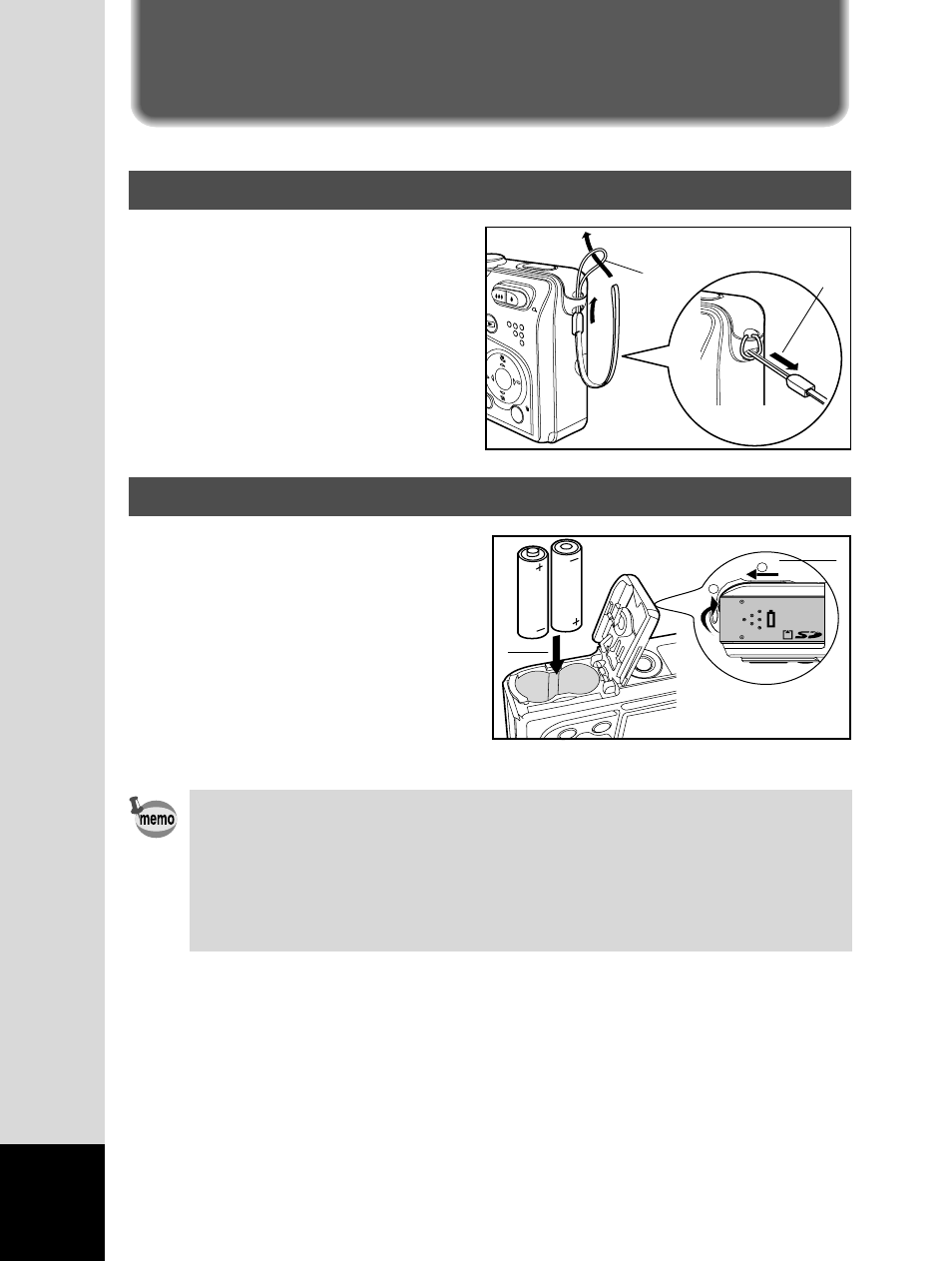 Getting started, Inserting the battery, Attaching the camera strap | Pentax EN-1 User Manual | Page 4 / 15