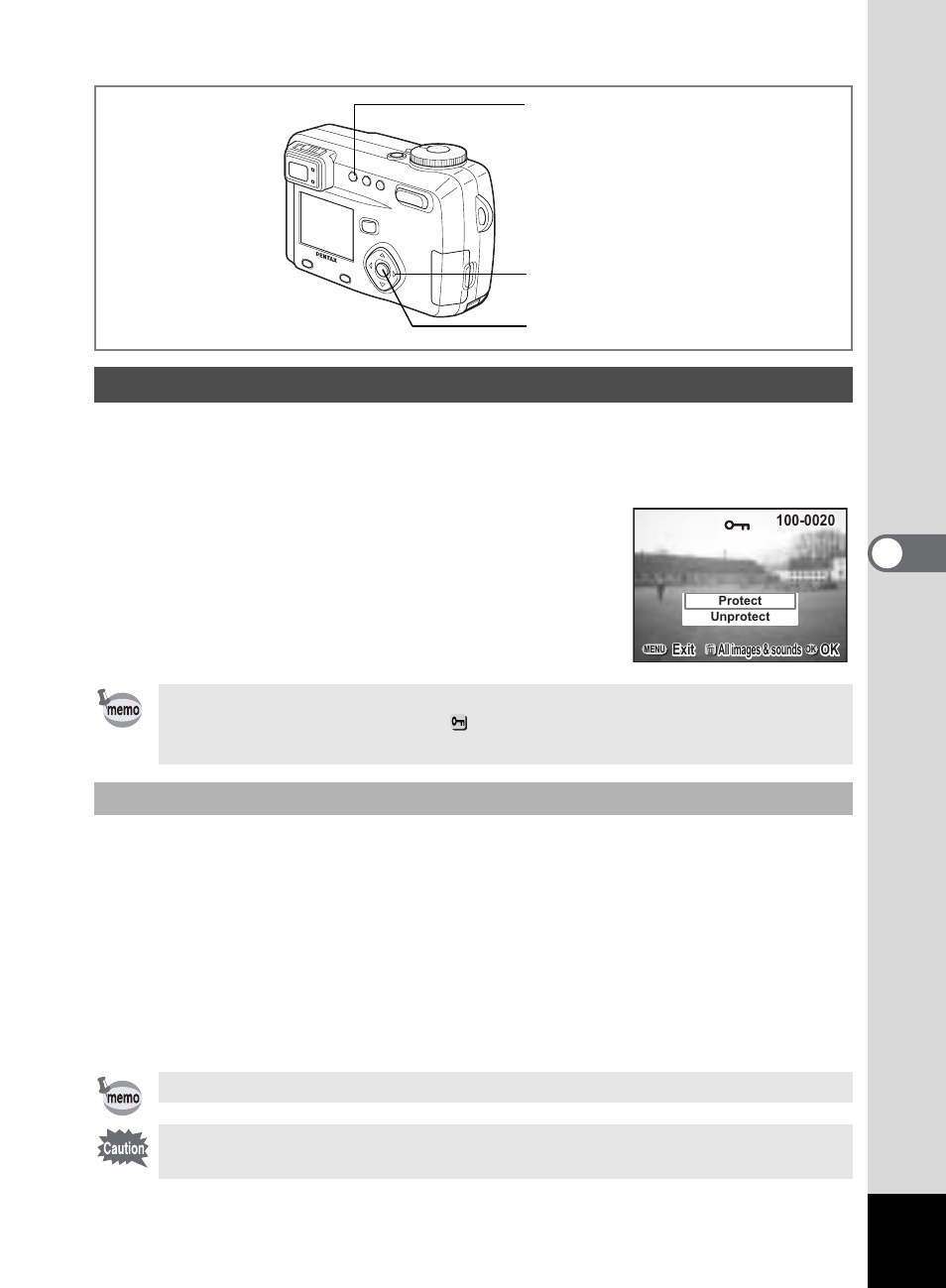 Protecting images from deletion (protect) | Pentax 555 User Manual | Page 101 / 144