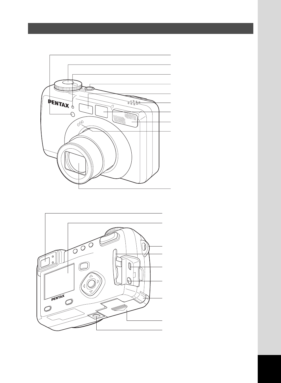 Names of parts | Pentax 555 User Manual | Page 11 / 144