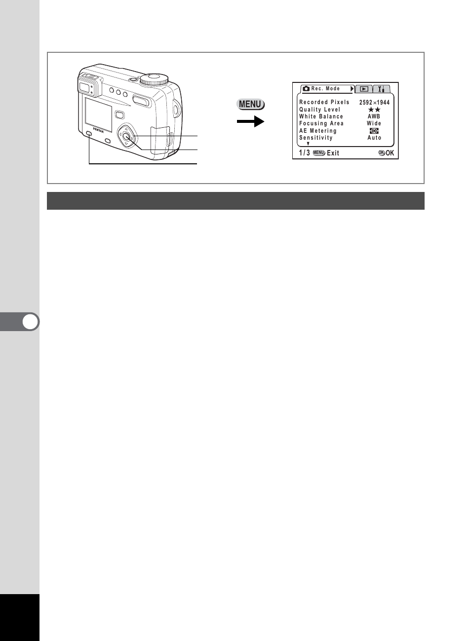 Adjusting the focus limit, 6editin g / se tting s, Select [focus limiter] on the | Set-up] menu, Press the four-way controller, Press the ok button | Pentax 555 User Manual | Page 126 / 144