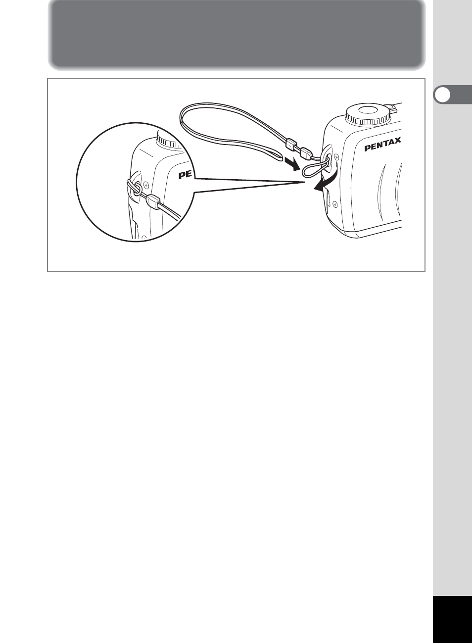 Attaching the strap | Pentax 555 User Manual | Page 13 / 144