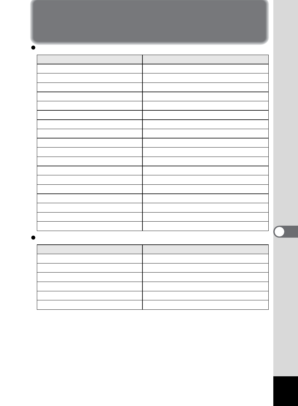 List of menu default settings | Pentax 555 User Manual | Page 131 / 144