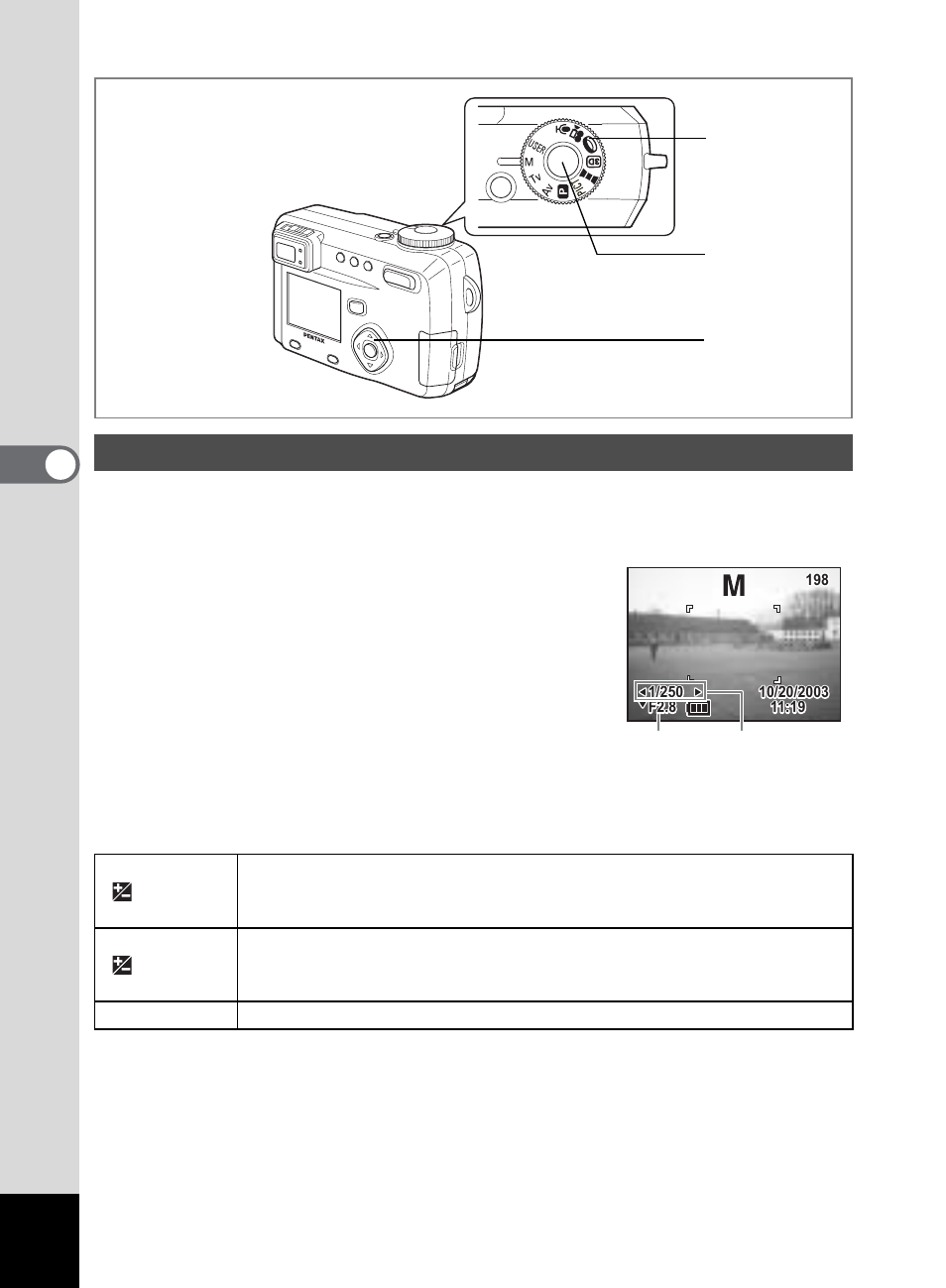Tak ing pi cture s 4, Set the mode dial to m | Pentax 555 User Manual | Page 58 / 144