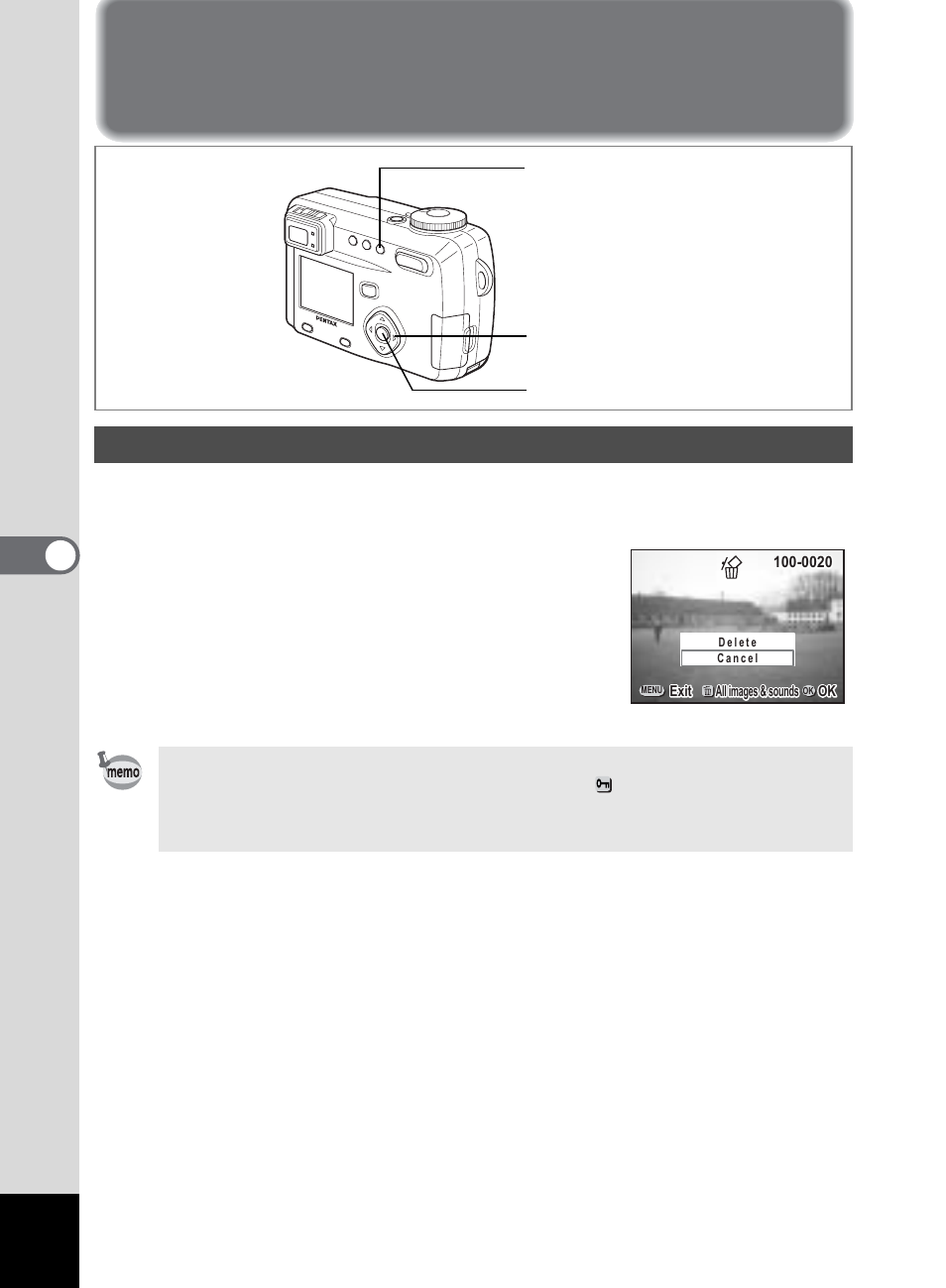 Erasing images 1, Erasing a single image or sound | Pentax 555 User Manual | Page 98 / 144