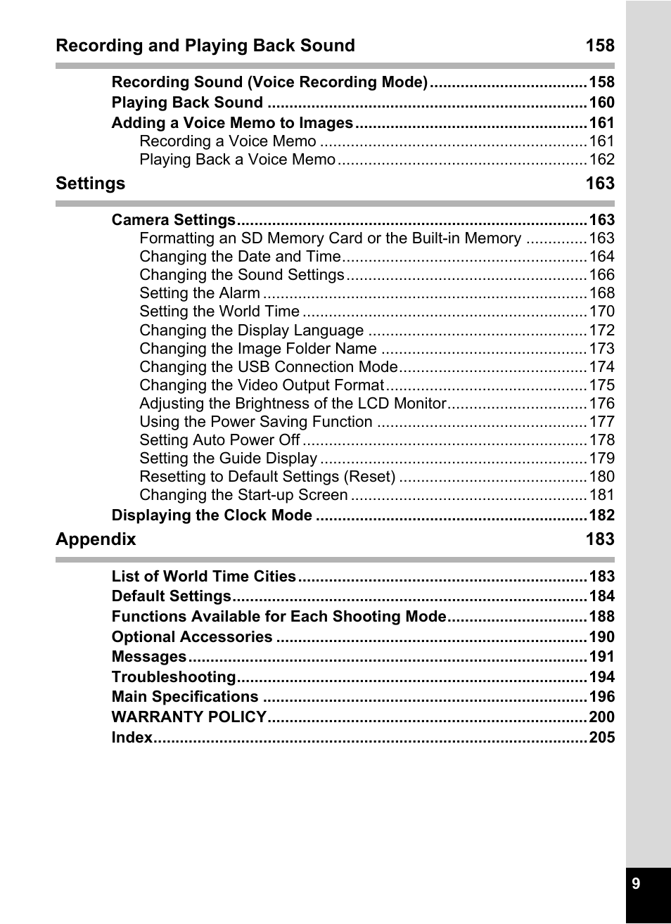 Pentax Optio Z10 User Manual | Page 11 / 212