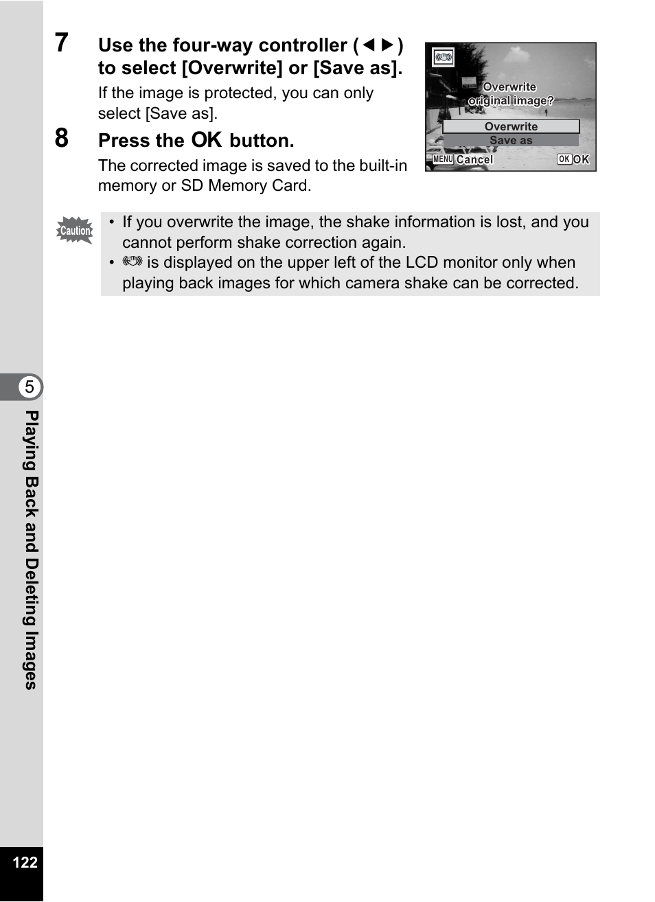 Press the 4 button | Pentax Optio Z10 User Manual | Page 124 / 212