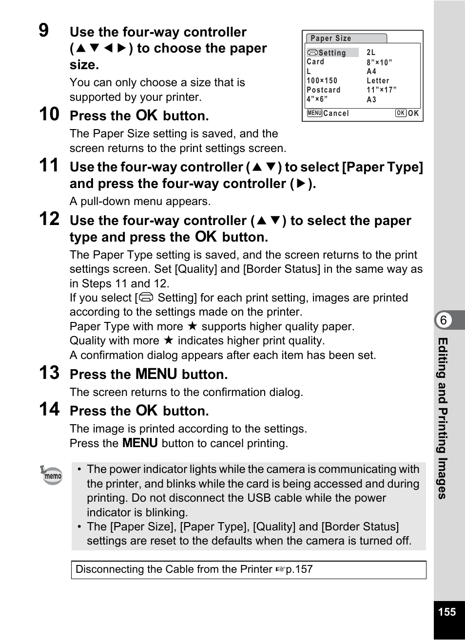 Press the 4 button, Press the 3 button | Pentax Optio Z10 User Manual | Page 157 / 212