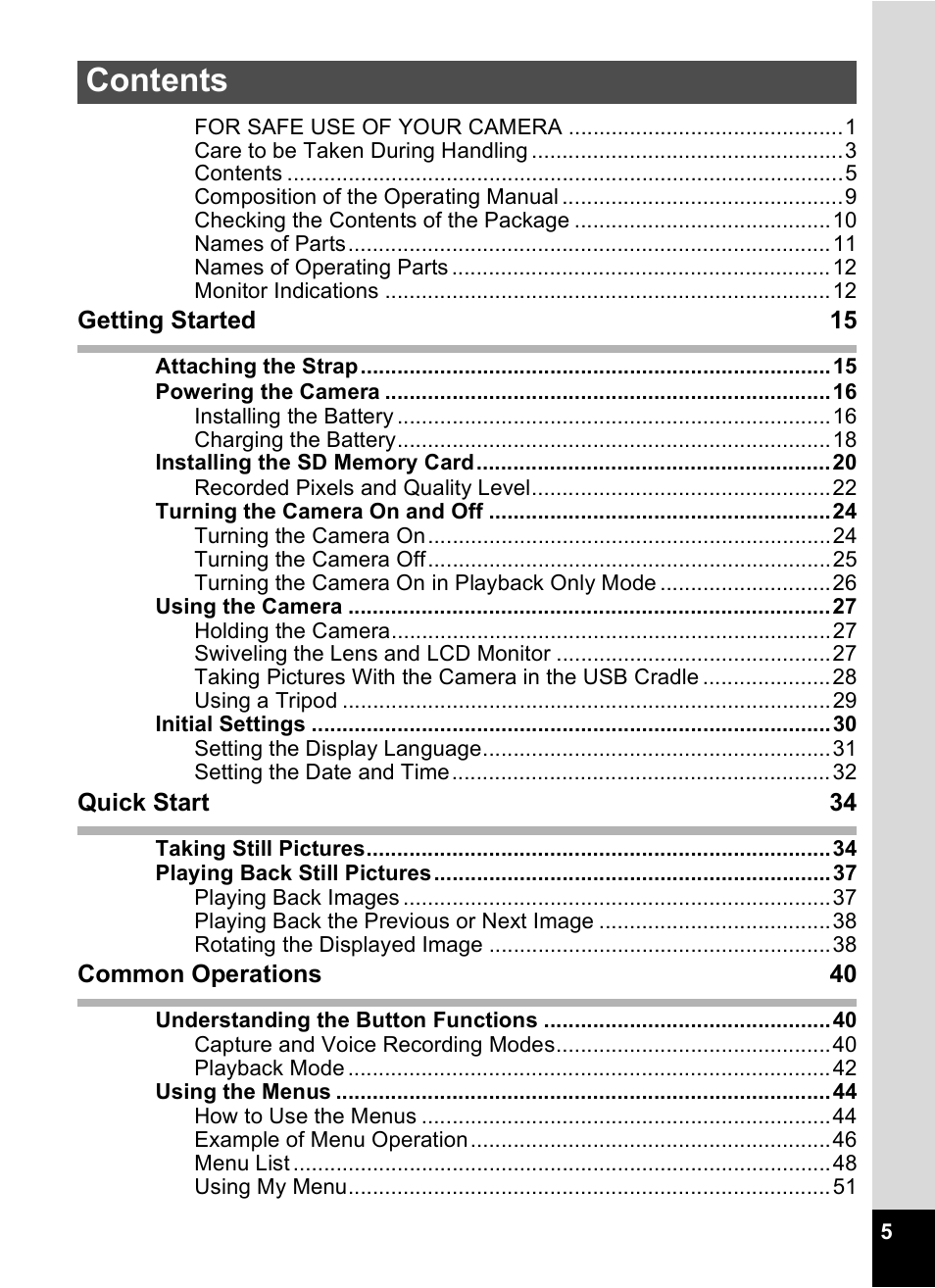 Pentax Optio X User Manual | Page 7 / 184