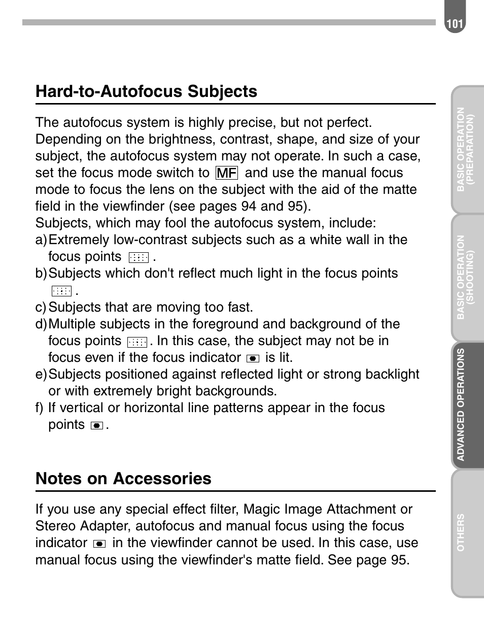 Hard-to-autofocus subjects | Pentax 57233 User Manual | Page 103 / 156