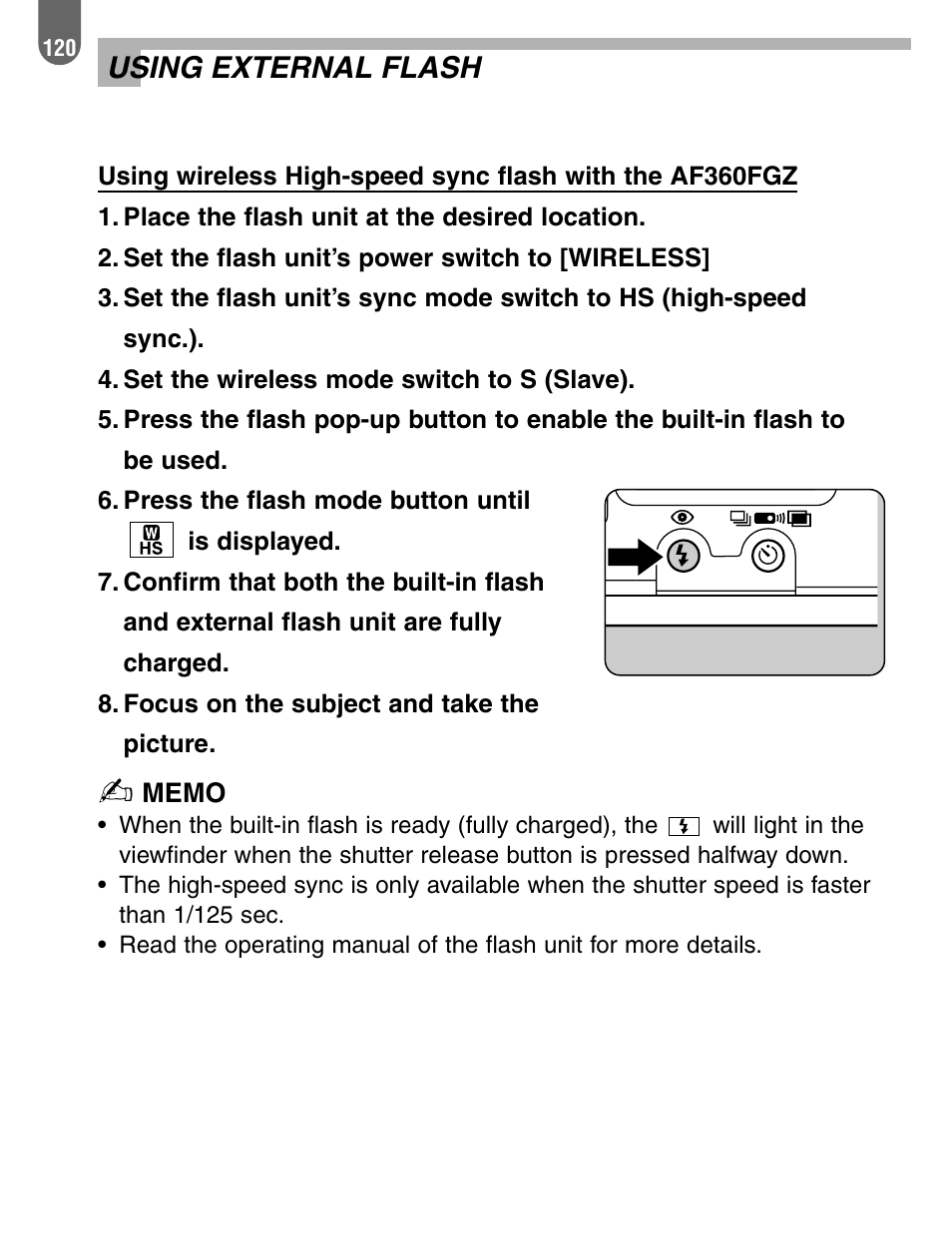 Using external flash | Pentax 57233 User Manual | Page 122 / 156