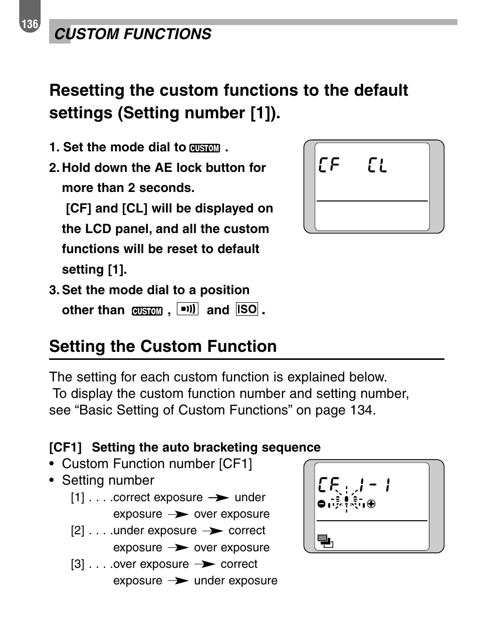 Setting the custom function, Custom functions | Pentax 57233 User Manual | Page 138 / 156