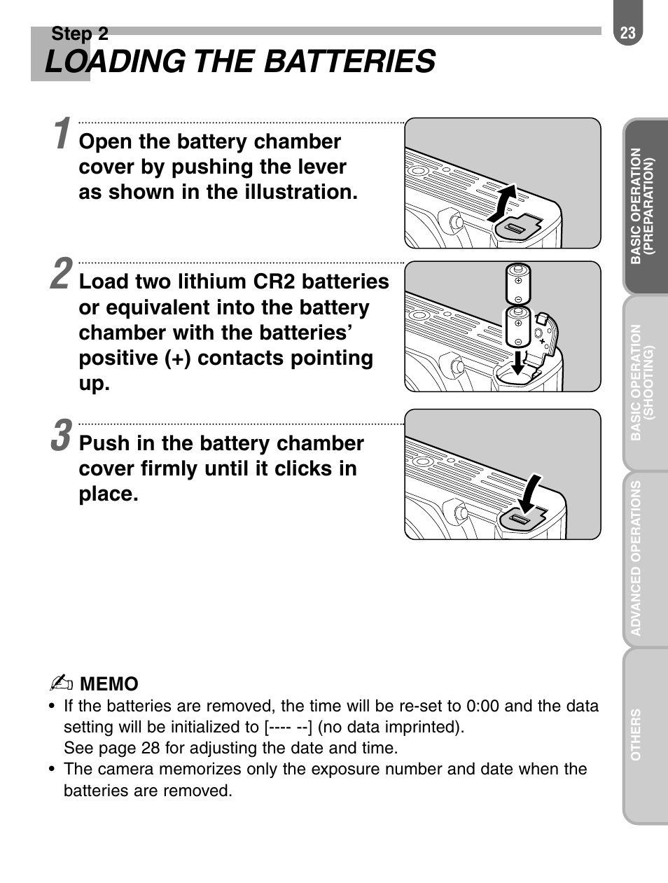 Loading the batteries | Pentax 57233 User Manual | Page 25 / 156