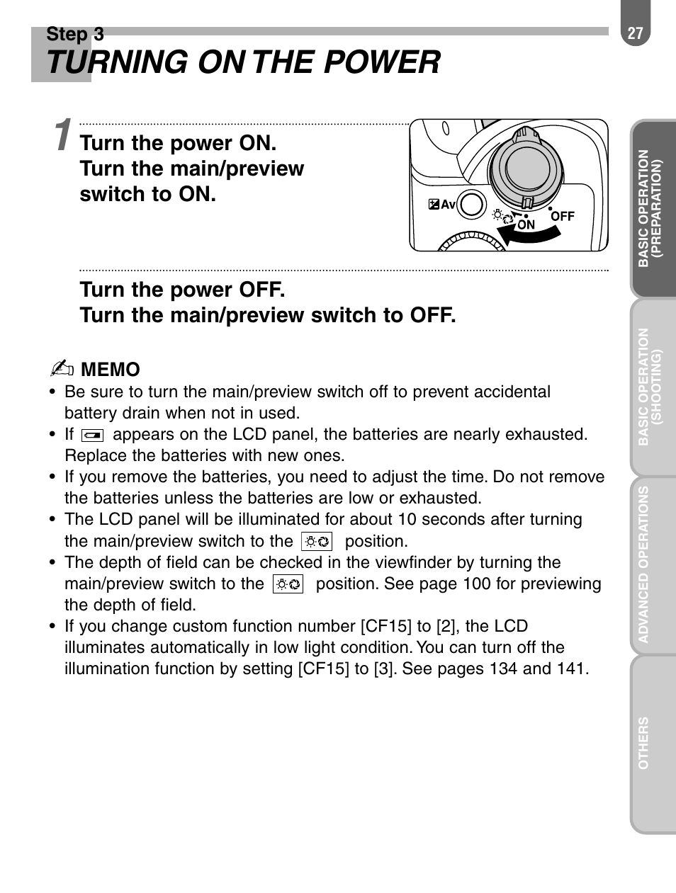 Turning on the power | Pentax 57233 User Manual | Page 29 / 156