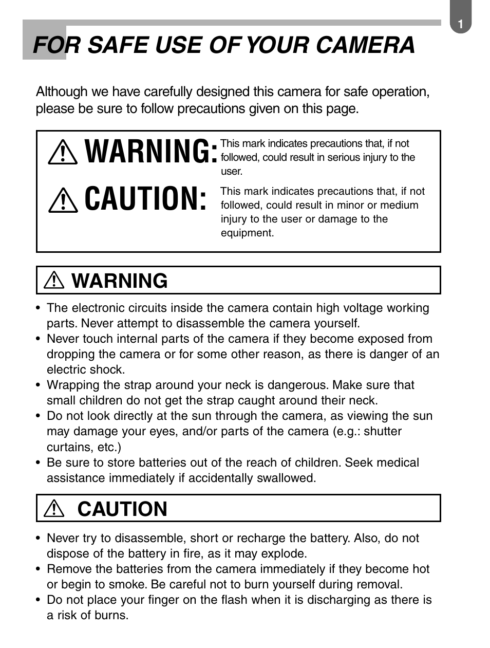 Warning: caution, For safe use of your camera, Warning | Caution | Pentax 57233 User Manual | Page 3 / 156